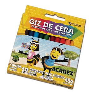 Giz de Cera Escolar Com 12 Cores 090120000 - Acrilex