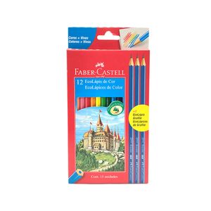 Lápis de Cor 12 Cores Ecolápis Sextavado Com Kit Escolar - Faber Castell