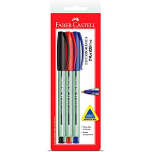 Caneta Esferográfica Trilux Ponta Média Blister Com 3 Unidades - Faber Castell