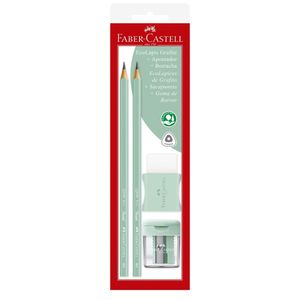 Kit Lápis Grafite, Apontado e Borracha Verde - Faber Castell