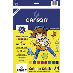 Bloco Colorido Criativo Infantil com 8 Cores A4 - Canson