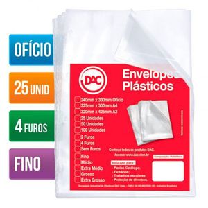 Envelopes Plásticos Fino com 25 Unidades - Dac