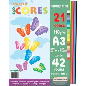 Bloco Ecocores A3 com 21 Cores 29,7X42cm  Novaprint