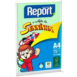 Papel Sulfite Seninha A4 75g 210x297 com 100 Folhas Verde - Report