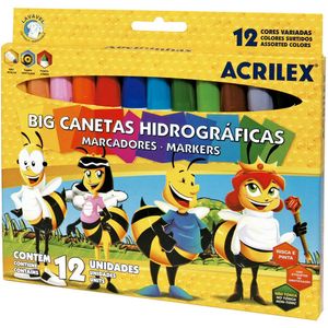 Caneta Hidrográfica Big Com 12 Cores - Acrilex