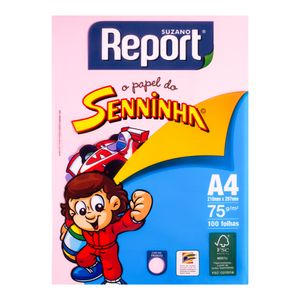 Papel Sulfite Report Seninha A4 75 Gramas 210x297 com 100 Folhas Rosa -  Report