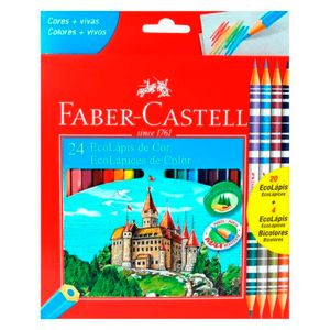 Lápis Cor 24 Cores E 4 Lapis Bicolor - Faber Castell