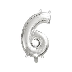 Balão Número 6 Seis Prata Brilhoso 40cm - Brdecor