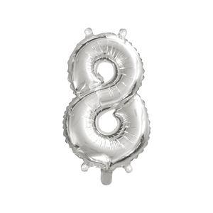 Balão Número 8 Oito Prata Brilhoso 40cm - Brdecor
