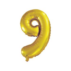 Balão Número 9 Nove 16 Polegadas Dourado - Brdecor
