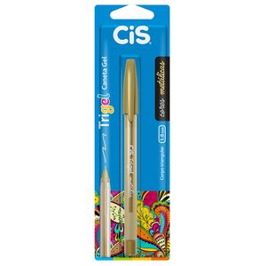 Caneta Trigel Metálica Tinta Gel Ouro Blister 1 Unidade - Cis
