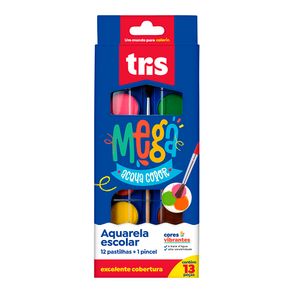 Aquarela Escolar Com 12 Cores+ Pincel - Tris