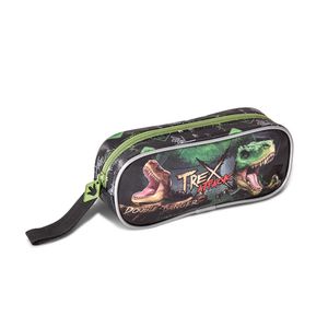 Estojo Simples Dinossauro Poliéster Preto Com Verde - Clio Style