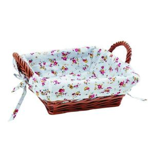 Cesta Quadrada de Willow E Tecido 23x23x8cm - Mundiart