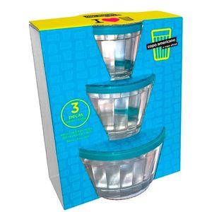 Jogo de Tigela Americano com Tampa Sortida 600/350/150ml - Nadir