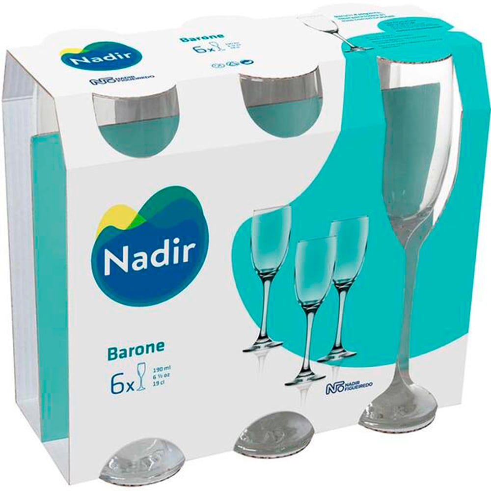 Jogo Taça Vinho Barone 6 Peças 385ml - Nadir - lojasmel