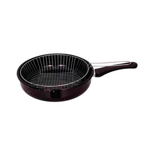Fritadeira Esmaltada Com Cesto 26cm Cabo Baquelite Preta - Madefer