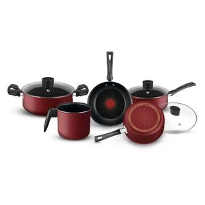 Conjunto de Panelas Limpa Fácil Alumínio Antiaderente Vermelho 5 Peças 9295305331 - Rochedo