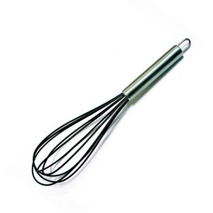Batedor Silicone Preto Cabo Inox 25,5cm - Milk