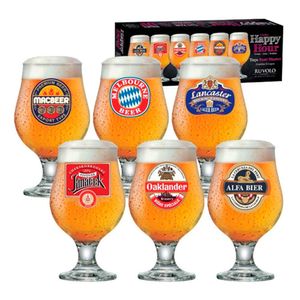 Jogo de Taças Beer Master Happy Hour Vidro 380ml 6 Peças - Ruvolo