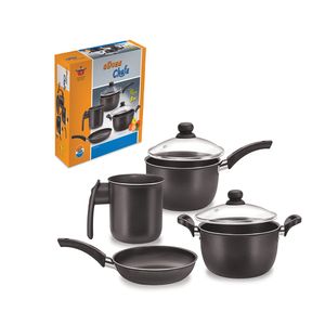 Conjunto de Panelas Mimo Preto 4 Peças - Dona Chefa