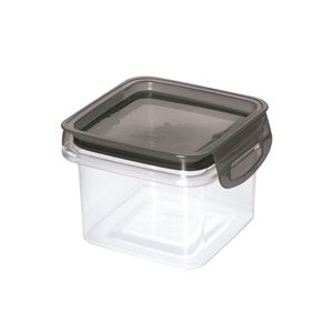Porta Mantimentos Hermético Quadrado Trava Mais Plástico Detalhe Preto 380ml  - Plasútil