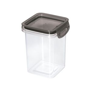 Porta Mantimentos Hermético Quadrado Trava Mais Plástico Detalhe Preto 830ml  - Plasútil