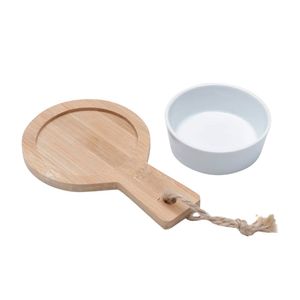 Conjunto Molheiras com Bandejas Bambu e Cerâmica 4 Peças 3,5x18x17cm - Lyor