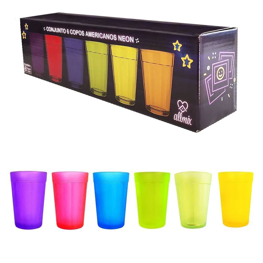 Jogo de Copos Nadir Americano em Vidro Transparente 6 Peças 190ml