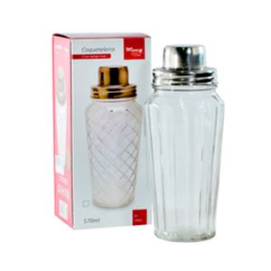 Coqueteleira Vidro Transparente Tampa Inox 570ml - Winth Casa
