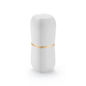 Porta Escovas E Pasta Com Tampa Plástico Branco E Dourado - Arthi