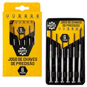Jogo Chaves Precisão 6 Peças Aço Carbono 7,3x1,5x11,8cm - Hutz