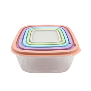 Conjunto Potes Multiuso 5 Peças Quadrado 3200ml,1770ml, 970ml, 480ml E 230ml - honeyhome