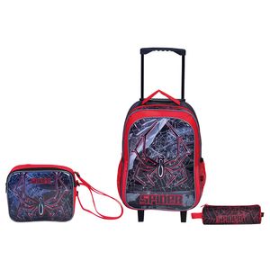 Kit Mochila de Rodinha Infantil + Lancheira + Estojo Preto Spider - Winth