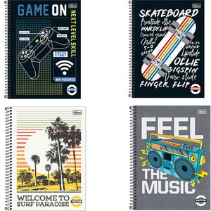 Caderno Universitário Pepper Estampas Sortidas 10 Matérias 160 Folhas 159883 - Tilibra