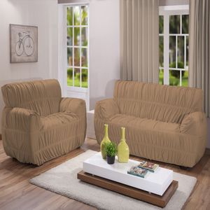 Kit Capa Sofá 2 E 3 Lugares 21 Elásticos Bege AC1024 - Arte & Cazza