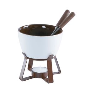 Conjunto Fondue Binche Cerâmica Aço Inox Marrom 5 Peças - Hauskraft