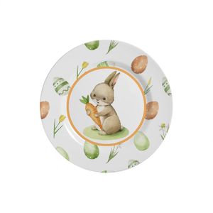 Prato Sobremesa Follow The Bunny Cerâmica Faiança Decorado 19,5cm -  Alleanza Cerâmica