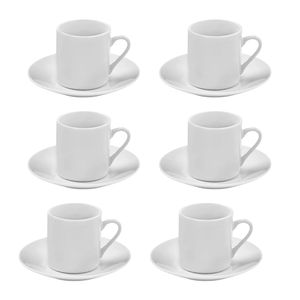 Conjunto de Xícaras de Café Porcelana Branca com 6 Peças 80ml - Hauskraft