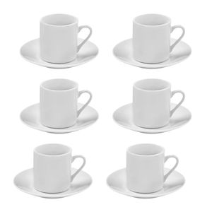 Conjunto de Xícaras de Café Porcelana Branca com 6 Peças 90ml - Hauskraft