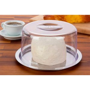 Queijeira Pop Inox Com Tampa Plástica Transparente 9,5x9,5x19,5cm - Metal Forma