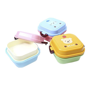 Pote para Lanche Infantil com Divisória E Alças de Travamento Plástico Sortido 540ml 14x14x9cm B0199-bee