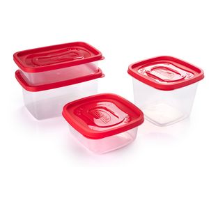 Feirinha de Potes Clic Quadrado 580ml e 1,2L / Retangular 620ml e 1,2L Sortidos 9108 - Plasútil