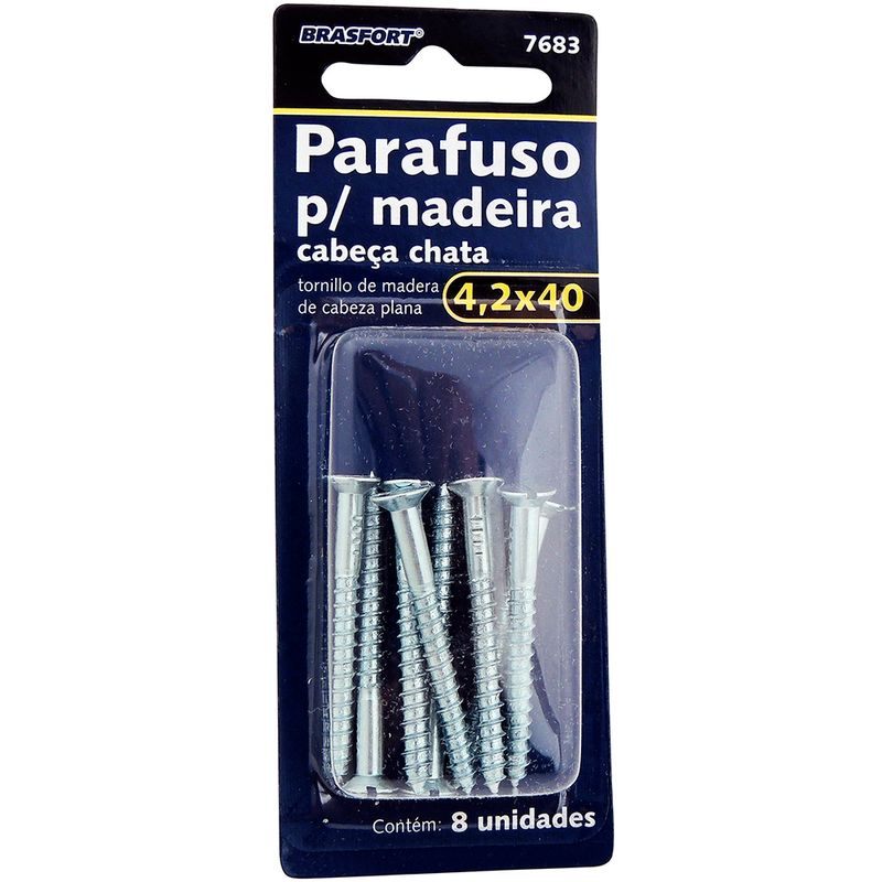 Parafuso_Madeira_Cabeça_Chata_4,2x40cm__8_Unidades_Ref.7683_Brasfort