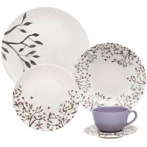 Aparelho de Jantar E Chá Lilac Cerâmica 20 Peças - Oxford