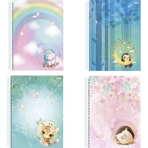 Caderno Universitário So Cute 10 Matérias 160 Folhas Estampas Sortidas 233126 - São Domingos