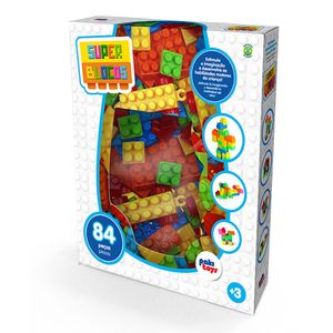 Super Blocos para Montar Plástico Sortido 84 Peças 1279 - Pakitoys