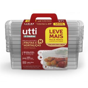 Conjunto Organizadores Para Frutas E Hortaliças M Plástico Cristal Leve 4 Pague 3 20,5x36x11cm - Ordene