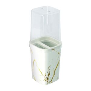Porta Escova Classic Plástico Marmorizado/ Bege Madeira 380ml 13750 - Plasútil