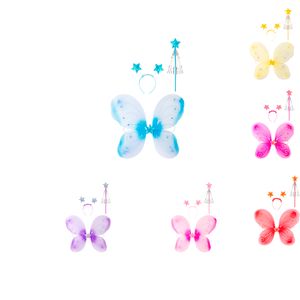 Conjunto Fest Estrelinha Sortido 3 Peças (par de Asas Borboleta/ Tiara/ Varinha) Poliéster 40x50cm B0395-bee